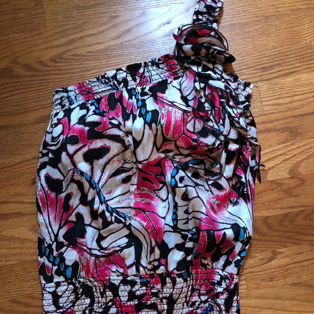 Silk floral one shoulder top-Bebe